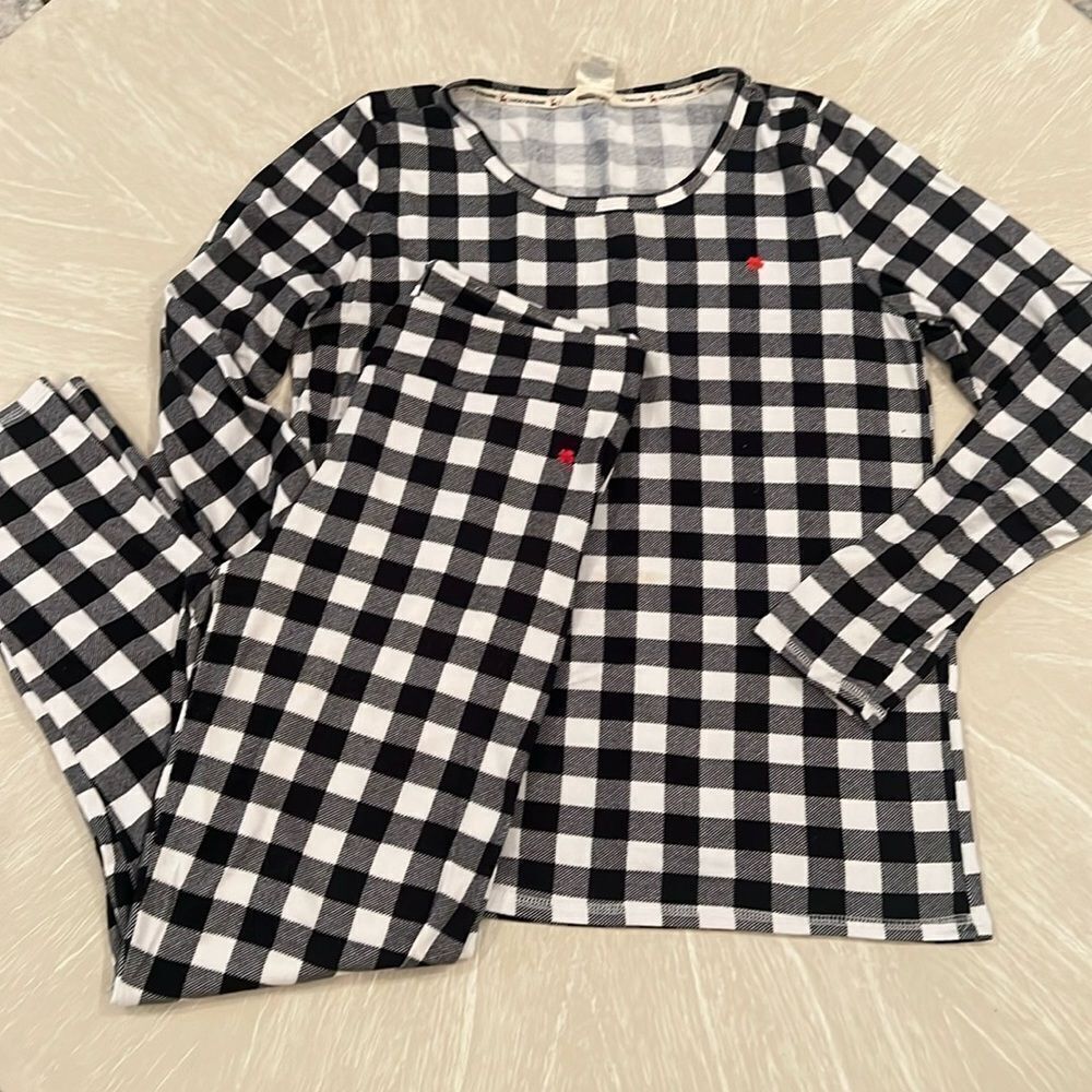 Lucky Brand Black/White Plaid Pajama Set Medium